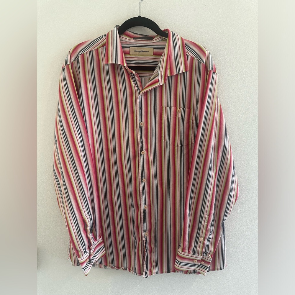 Tommy Bahama Long Sleeve Button Down Shirt Men’s Size XL Cotton Silk Blend